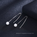 925 Sterling Silver Long Dangle Hanging Pearl Earrings